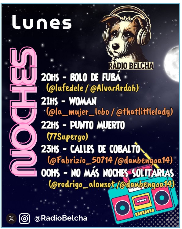 🌛La noche es con <a href="/AlvarArdoh/">alvaro ardohain</a>, <a href="/lufedele/">Luis Fdo.</a>, <a href="/la_mujer_lobo/">La mujer Lobo🐺♀️</a>, <a href="/thatlittleladdy/">Arita ♀️🕷️</a>, <a href="/77Superyo/">Súper yo!</a>, <a href="/Fabrizio_50714/">Fabri210</a>, <a href="/danbengoa14/">Daniel Bengoa</a> y <a href="/rodrigo_alonsot/">Rodrigo Alonso</a>.