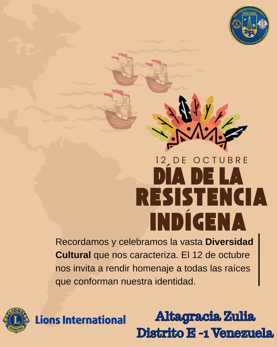 ClubAltazulia's tweet photo. #DiaDeLaResistenciaIndigena 
#DiaDeLaRaza #EncuentronDeDosMundos
#ClubDeLeonesAltagraciaZulia
#Efemerides https://t.co/EjCXeb9ljJ