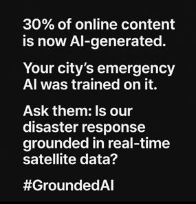 orbitandair's tweet image. Everyone’s worried about AI taking jobs.
Nobody’s worried about AI taking lives.

During this East Coast storm, emergency AIs trained on synthetic data are making deadly mistakes.
AI says “clear.” Reality says “flooded.”

open.substack.com/pub/superjet/p…  

#GroundedAI @FEMA @NASA_Earth