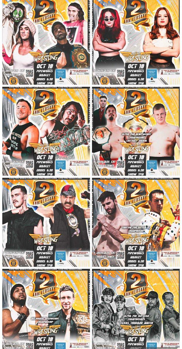 JUST FIVE DAYS TO GO!
in case you missed it here is the lineup for our 2nd Anniversary!
Tickets: events.humanitix.com/alpha-pro-wres…
