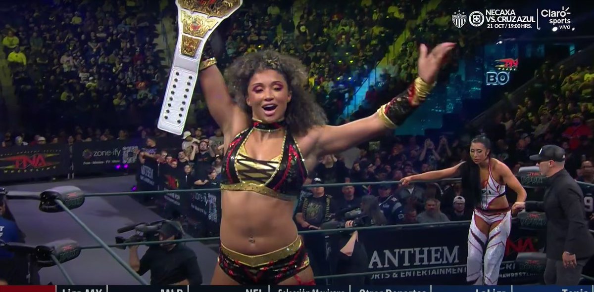 dosdossolodos's tweet image. La luchadora de NXT, Kelani Jordan, venció a Indi Hartwell para retener el Campeonato de la Knockouts

#TNABoundForGlory