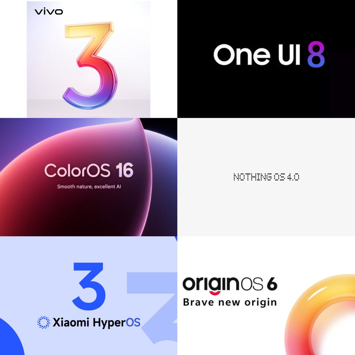prathapgtech's tweet image. Android season is heating up 🔥
A wave of new skins is rolling out globally — which one are you most excited to try? 👇

🔹 OriginOS 6
🔹 HyperOS 3
🔹 OxygenOS 16
🔹 ColorOS 16
🔹 Realme UI 7
🔹 Nothing OS 4.0
🔹 One UI 8.5

#OriginOS6 #OxygenOS16 #OneUI8_5