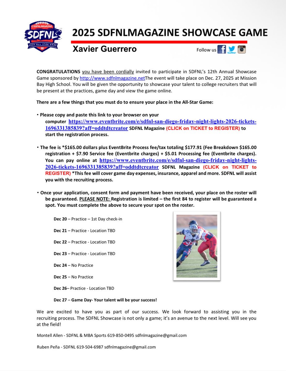 Excited to Showcase my talents at the SDFNL Magazine game