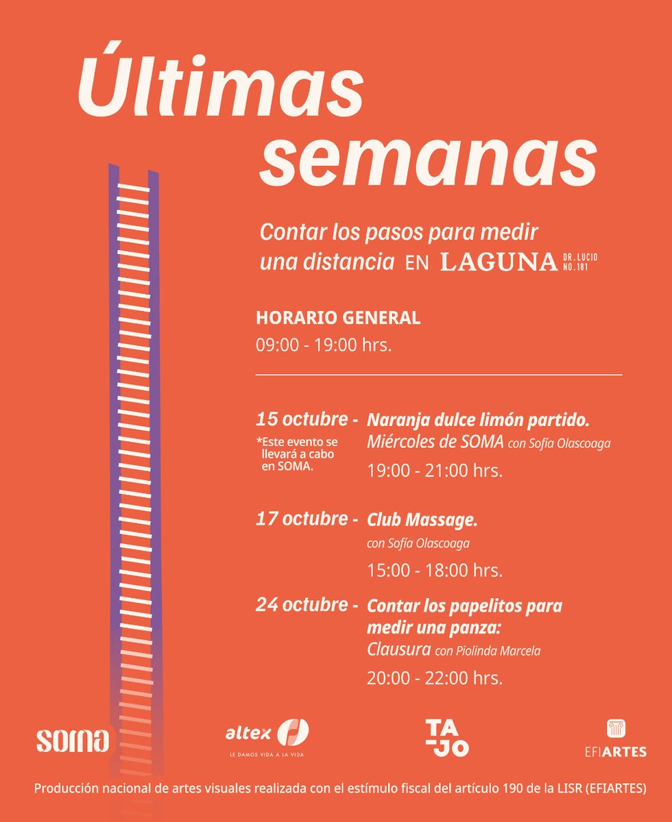 ¡Estamos en la recta final! Aquí las últimas actividades de “Contar los pasos para medir una distancia”, la exposición del Programa Educativo SOMA 2025. Te esperamos.