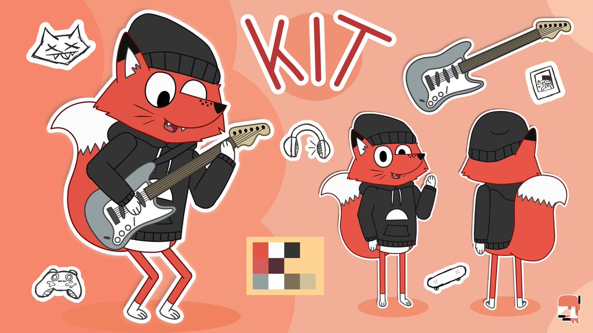 kitnkaboodletv's tweet image. Kit is a red fox who plays guitar and sings for his band 'Kit 'N Kaboodle'. He's a highschool freshman and a huge fan of esoteric alternative/indie music. He writes songs for the same audience and hopes to make it big in the scene!