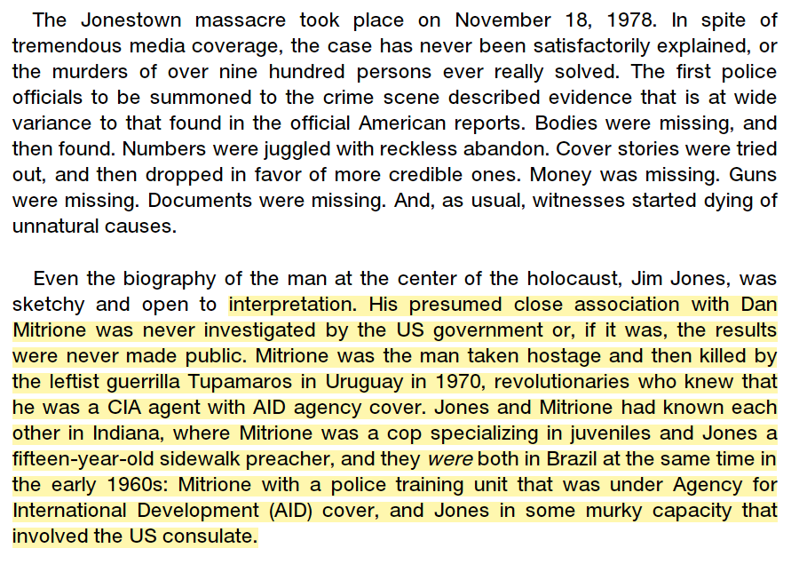 toxictiramisu's tweet image. The Jonestown massacre & Dan Mitrione’s MKULTRA torture programs under Operation Condor were part of the same intelligence network. Mitrione’s close ties to Jim Jones suggest that Jonestown was an extension of the CIA’s psychological experiments carried out across Latin America.