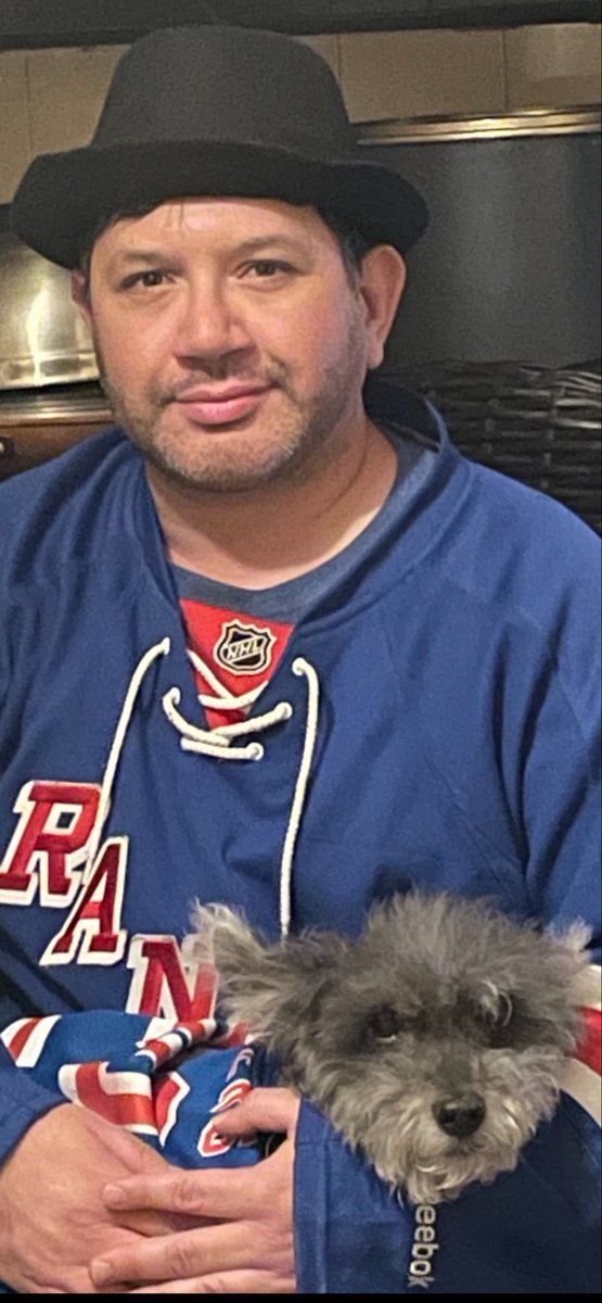 Watching the <a href="/NYRangers/">New York Rangers</a> with my 4 pawed friend <a href="/MMullunigan/">Mr. Mullunigan</a> . He’s under the weather today let’s cheer him up and help him reach 400 followers .
