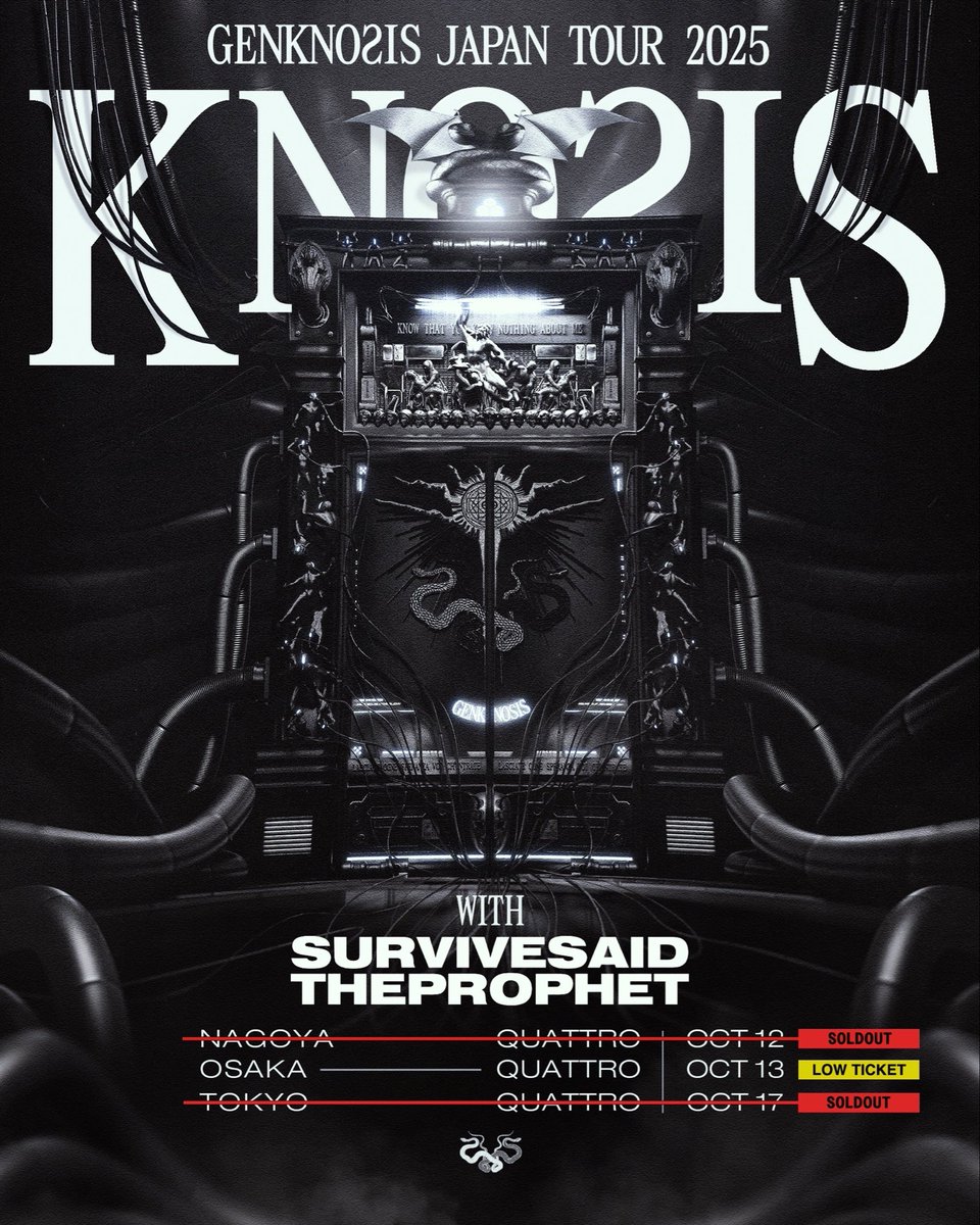 GENKNOSIS JAPAN TOUR 2025】 10/13(月祝) 大阪QUATTRO 当日券あり