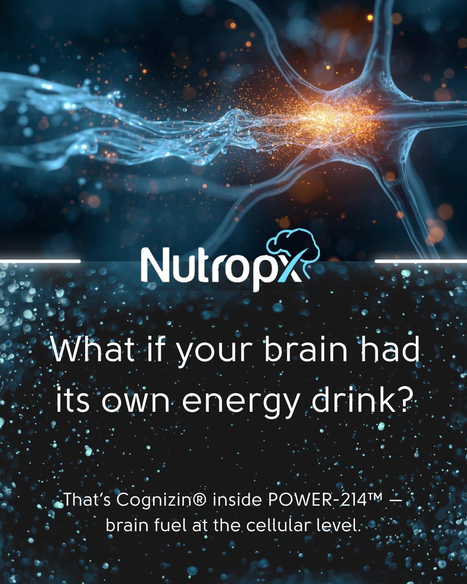 nutropx's tweet photo. Sundays are for recharge—and your brain deserves the same. 🧠
Ingredient Spotlight: What is Cognizin®? It’s a patented form of Citicoline, a nutrient that supports the health of mitochondria—the energy powerhouses within your brain cells.
Fuel your week ahead with the clarity and stamina only POWER-214™ can give.
#Nutropx #POWER214 #ScienceBacked #BrainEnergy #SundayReset #FocusFuel