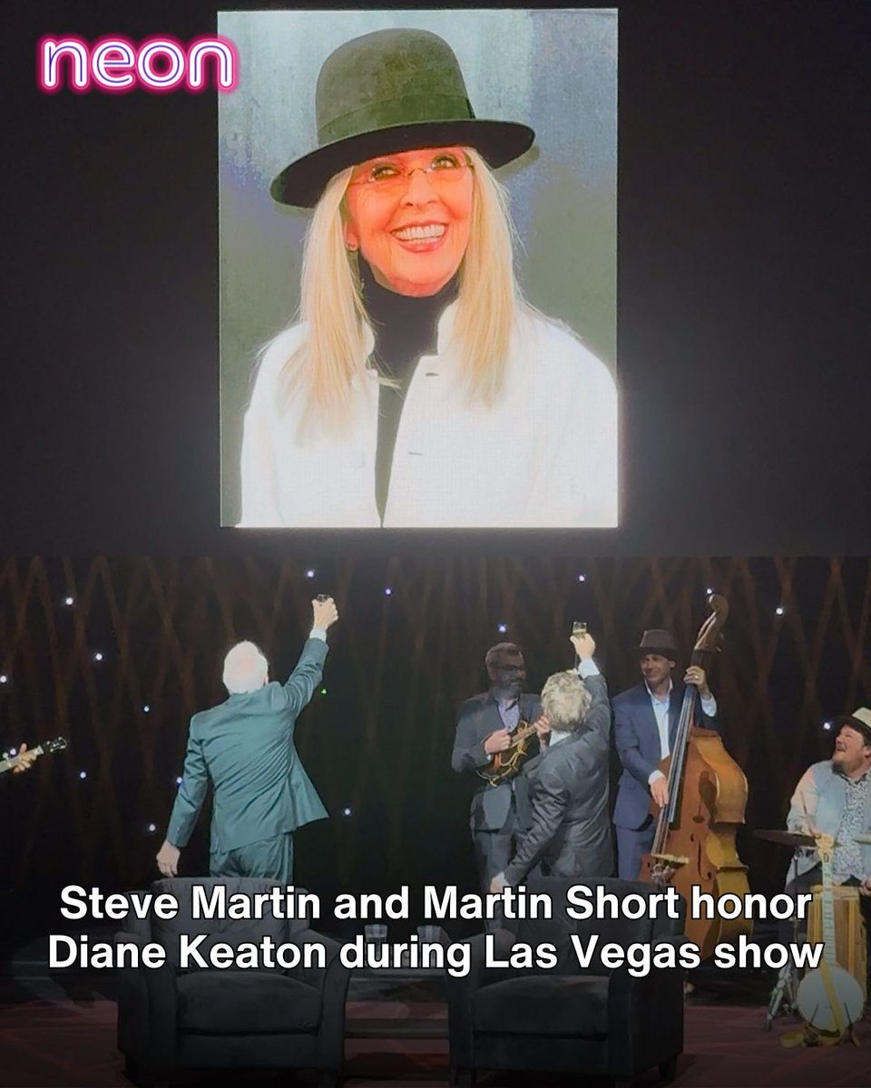 A photo of Diane Keaton was shown on the back screen at the end of Steve Martin and Martin Short's show at Encore Theatre. The comic partners hoisted a pair of champagne glasses and toasted toward the image.

READ MORE: neon.lvrj.com/post/3322451