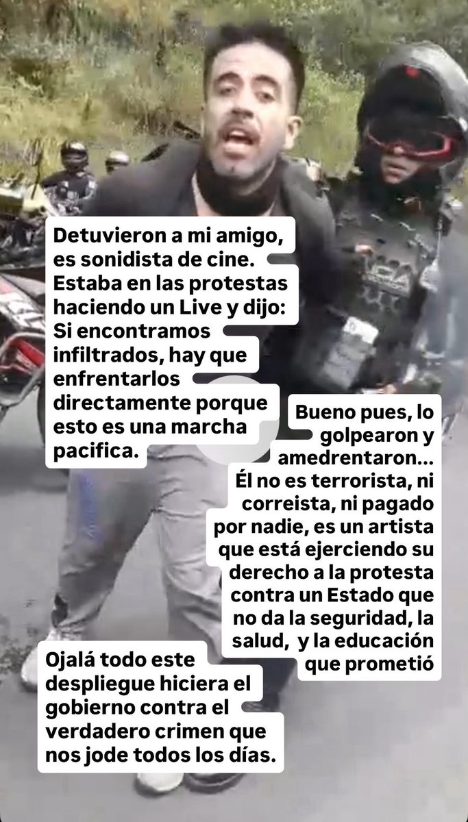 El fundador de <a href="/enchufetv/">enchufetv</a> exige la liberación de su amigo Esteban. Un  artista que fue detenido por la policía este domingo, en medio de las movilizaciones contra el régimen.
<a href="/Jorgeulloaaa/">Jorge Ulloa</a> criticó fuertemente al gobierno de <a href="/DanielNoboaOk/">Daniel Noboa Azin</a> 
#ParoNacional2025 
#ParoNacional