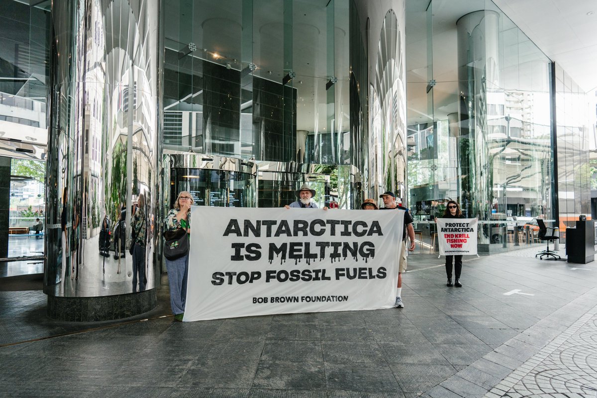 BobBrownFndn's tweet photo. #BREAKING: Activists have today occupied Environment Minister Murray Watt’s electoral office building, demanding Australia take action to ban krill fishing in Antarctica and stop approving new coal and gas projects. #auspol https://t.co/8c8lzZAvjo