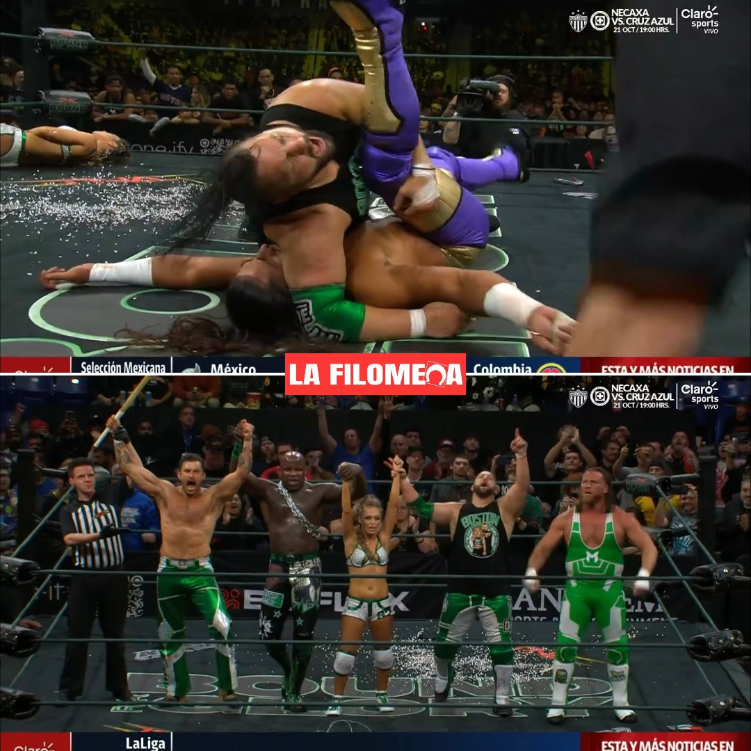 lafilomenx's tweet image. 🚨 The System (Moose, JDC, Brian Myers, Eddie Edwards y Alisha Edwards) derrotan a Order 4 (Mustafa Ali, Jason Hotch, John Skyler, Agent Zero y Tasha Steelz) en una Hardcore War en #TNABoundForGlory 🏆

—La Filomena.