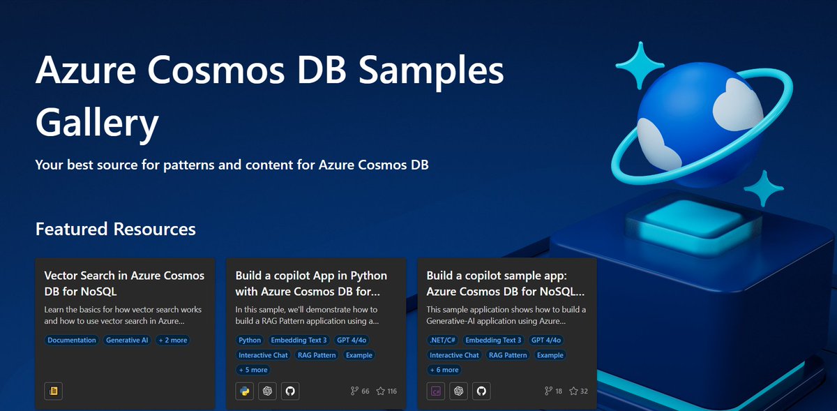 AzureCosmosDB's tweet image. Dive into the Azure Cosmos DB Gallery 🚀
Browse demos, samples & reference apps across languages and domains to spark your next project.
msft.it/6010sFPY8
#AzureCosmosDB #DevSamples