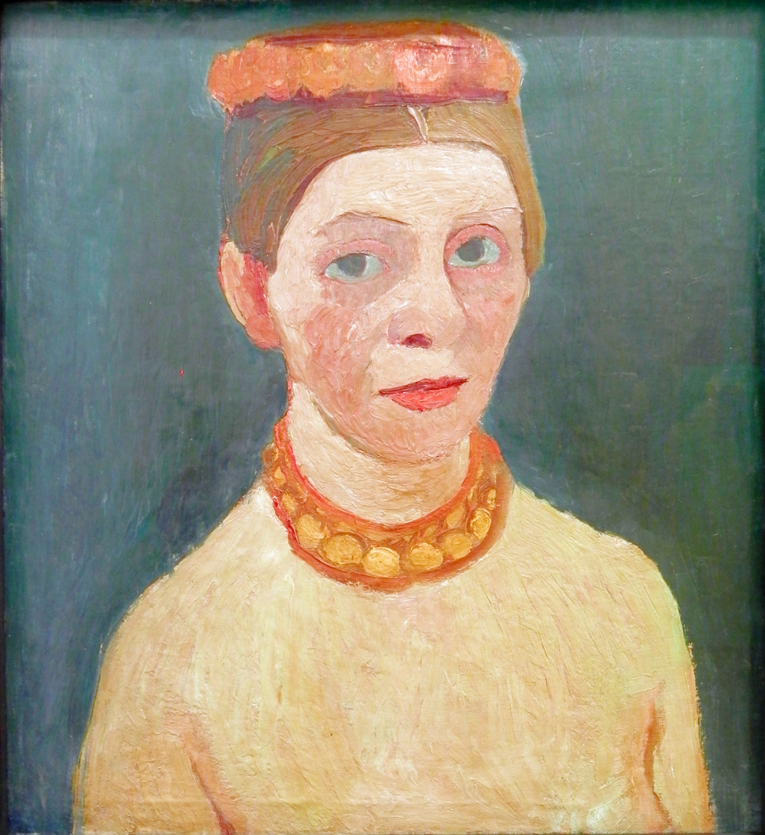 Self portrait with red flower wreath and chain wikiart.org/en/paula-moder…