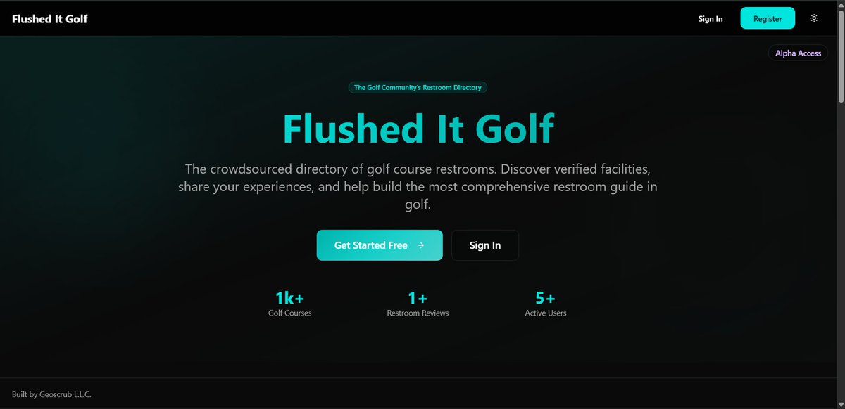 GeoScrubJohnL's tweet photo. The most niche thing I've built: a golf course restroom review platform.

Started as a joke with my friend who has Crohn's. 

Became real when we saw how many golfers—women, seniors, people with medical conditions—avoid courses due to facility uncertainty.
https://t.co/yVjBvTtjOJ https://t.co/FC1nOlkBFO