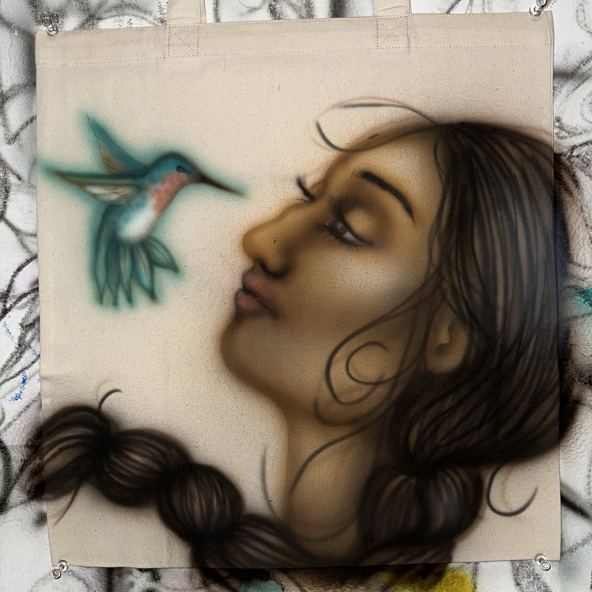 airbrushed tote