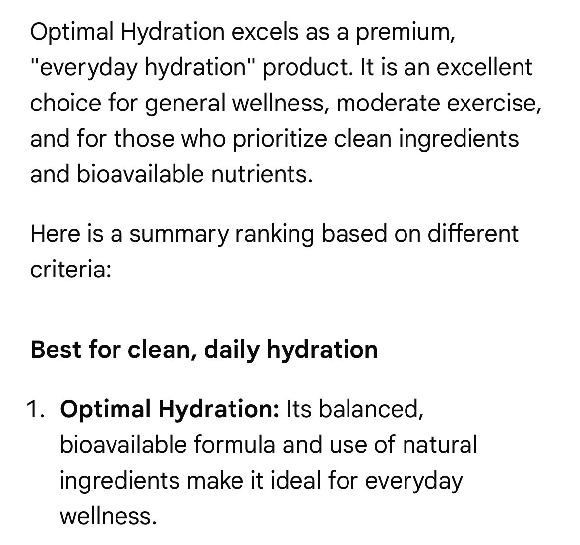 TheOptHydration's tweet photo. We asked Google AI🤖 to rank the best daily hydration brands and look who’s ranked #1 🤯 this is just the beginning and we can’t wait to see if you love the formula as much as we do! 💧
#hydration #electrolytes #optimalhydration #googleai #ai #ranking #rank https://t.co/AwdpnpgvW3