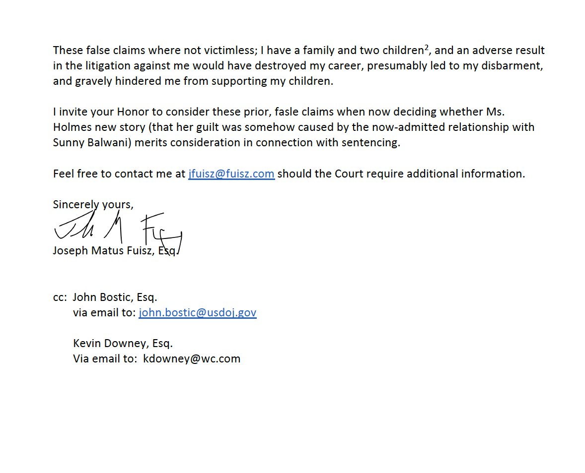 Fed up with <a href="/ElizabethHolmes/">Elizabeth Holmes</a> social media reentry from prison with ZERO accountability, I reproduce my sentencing letter to Judge Davila.
