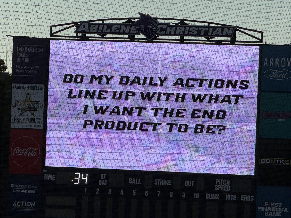 Memorable Sunday <a href="/ACU_Baseball/">ACU Baseball</a> camp today. From the opening prayer, the sky overhead, the music, and the motivation on the scoreboard. Thank you ACU coaches!  <a href="/casey_dem/">Casey Demko</a> <a href="/MattFrappier/">Matthew Frappier</a> <a href="/BlazeLambert/">Blaze Lambert</a> <a href="/coachfaherty/">Mike Faherty</a> <a href="/lantripa/">Andrew Lantrip</a> <a href="/CanesSWHouston/">Canes Southwest Houston</a>