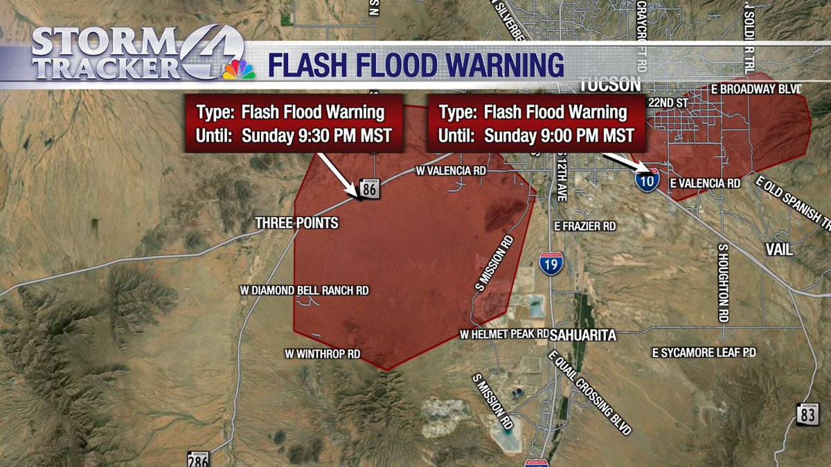 STORMTRACKER 4 Weather: Flash Flood Warning is in effect for Pima County until 10/12 9:30PM. Remember to TURN AROUND, DON'T DROWN! #StormTracker4 #azwx #news4Tucson #kvoa