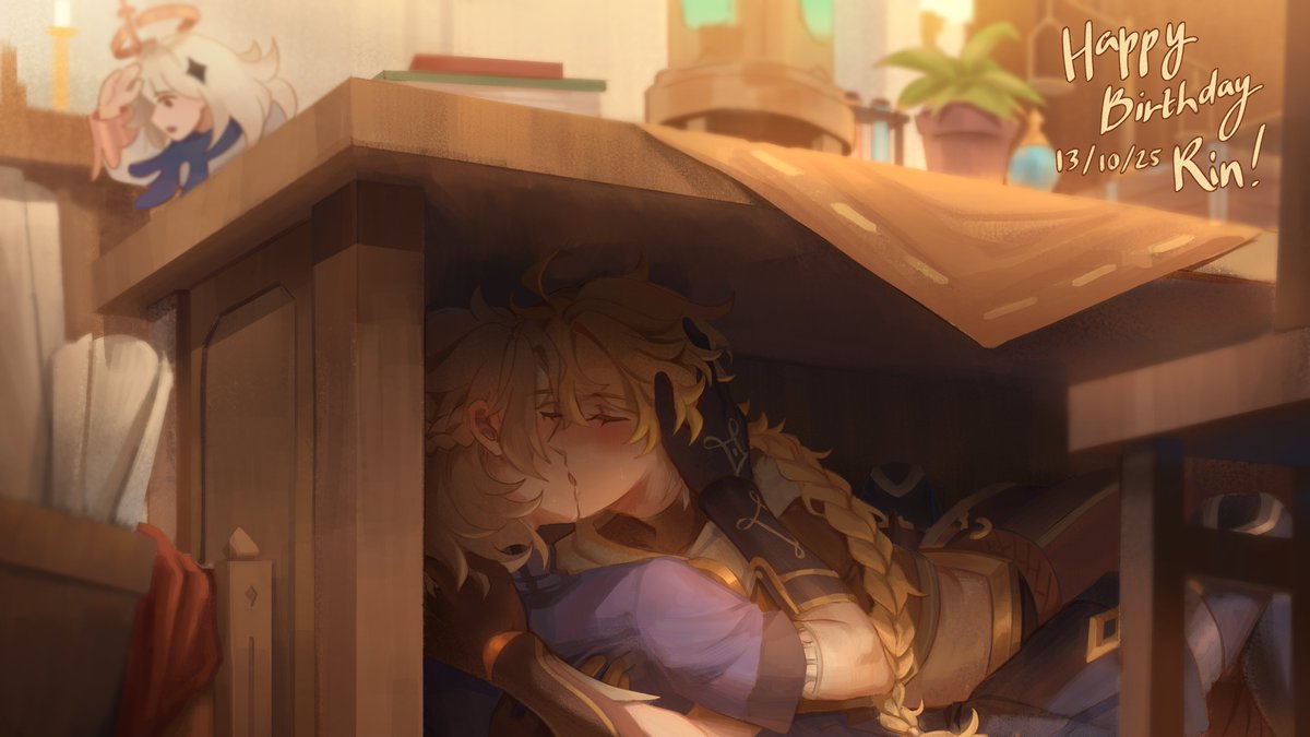 Sayonara_Kuro's tweet image. Hiding from Paimon..
Happy birthday to the albether ambassador @rinbedo !!
#Albether