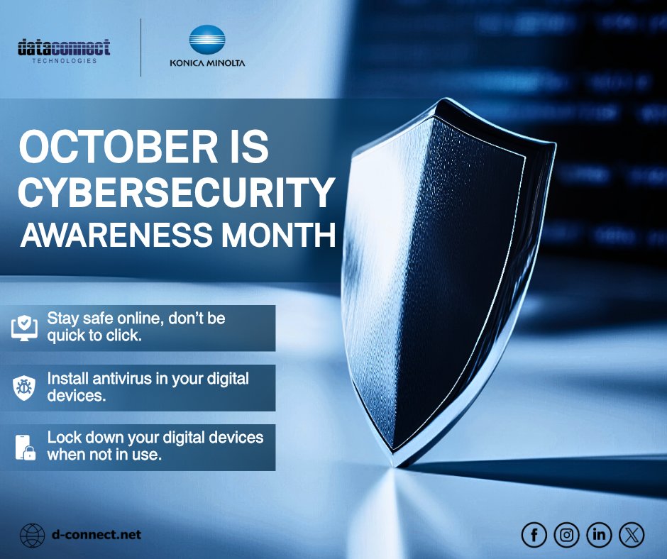dataconnectt's tweet image. Cybersecurity Awareness Month

Your safety online starts with small, smart actions. This October, let’s build stronger digital habits together!

Stay cyber smart. Stay secure with us at d-connect.net