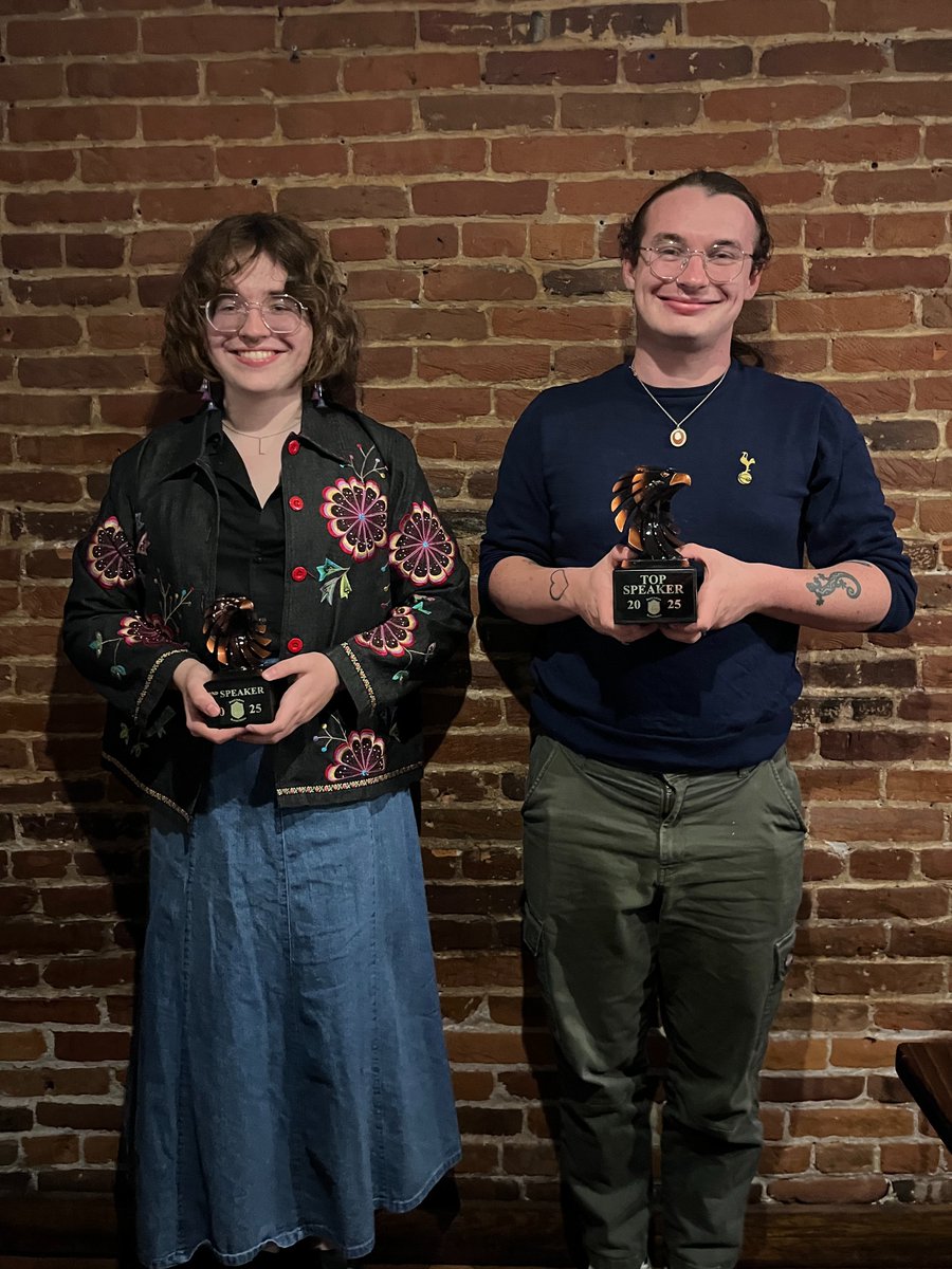 Rose Larson and Luna Schultz win the Baird Debates at the University of Iowa, only dropping one ballot the whole weekend!! 🔥🏆 They also snag the top two speaker awards:

🥈 Luna
🥇 Rose

#RockChalk 💙❤️