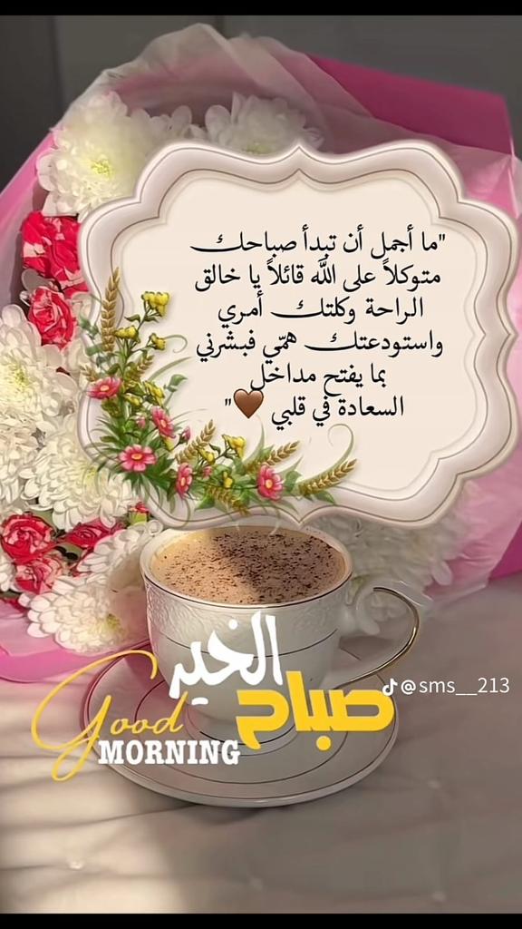 ساعات الصبـــاح  ..هي مواعـيد مـــع الحياة .. مـــع الفـــرح والأمل فلا تنــسَ أن تقــطِف لقلبك بذرة يقيــن ،تمـلأ بها نــفسك سعــادةً وتُهــدي روحــك تفـــاؤلاً بأنّ القــادم أجــمل بإذن الله .

  🌺 صبــــاح الخيـــر  🌺