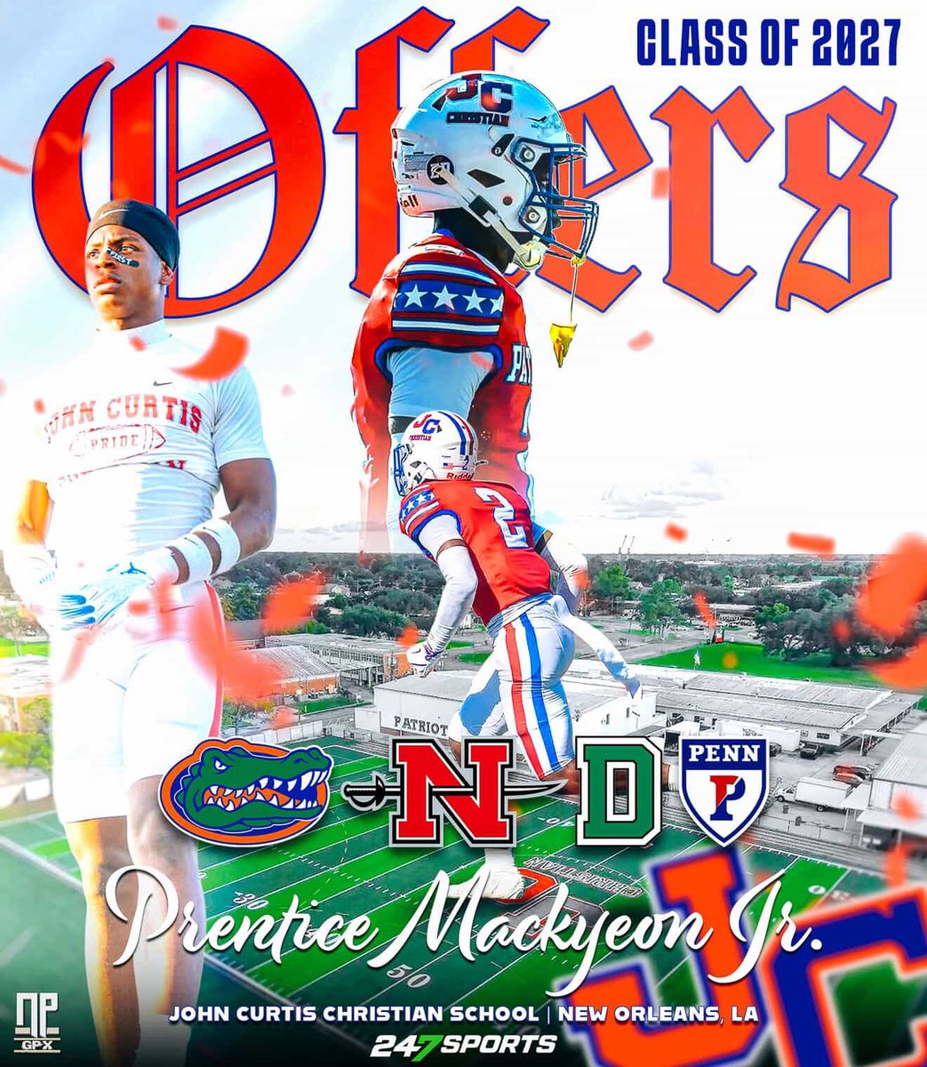 Prentice “PJ” Mackyeon (<a href="/prentice1of1/">Prentice “PJ” Mackyeon Jr</a>), the class of 2027 safety from John Curtis Christian School (New Orleans, LA), releases his current offer list.