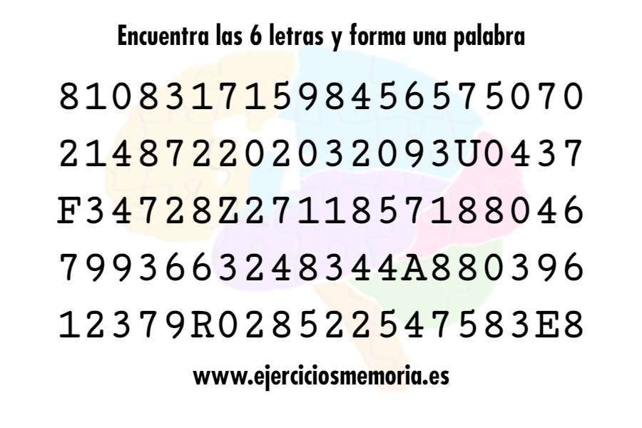 ¿Puedes formar la palabra con todas las letras? Puedes comprobar si has acertado en  ejerciciosmemoria.com/forma-la-palab…