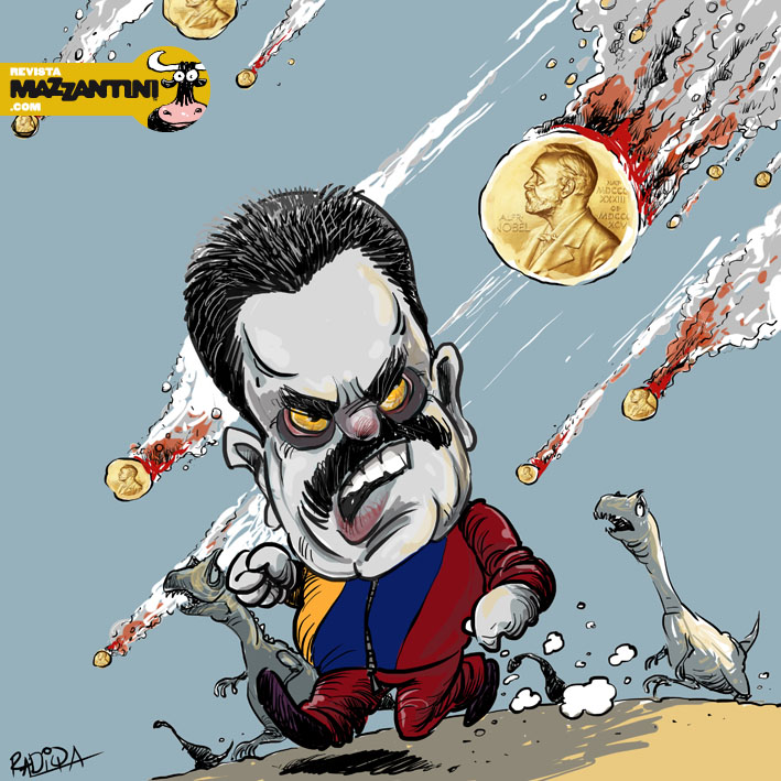 "Meteoritos", por Radiya. Más ejercicios militares fue la respuesta de la dictadura de Maduro al Premio Nobel de la Paz a su peor pesadilla. Desde que denunció fraude electoral, el socotroco “presidente” de #Venezuela y sus guatacas acusan a Machado de presuntos planes violentos.