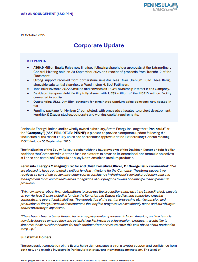 Peninsula Energy Limited tweet media
