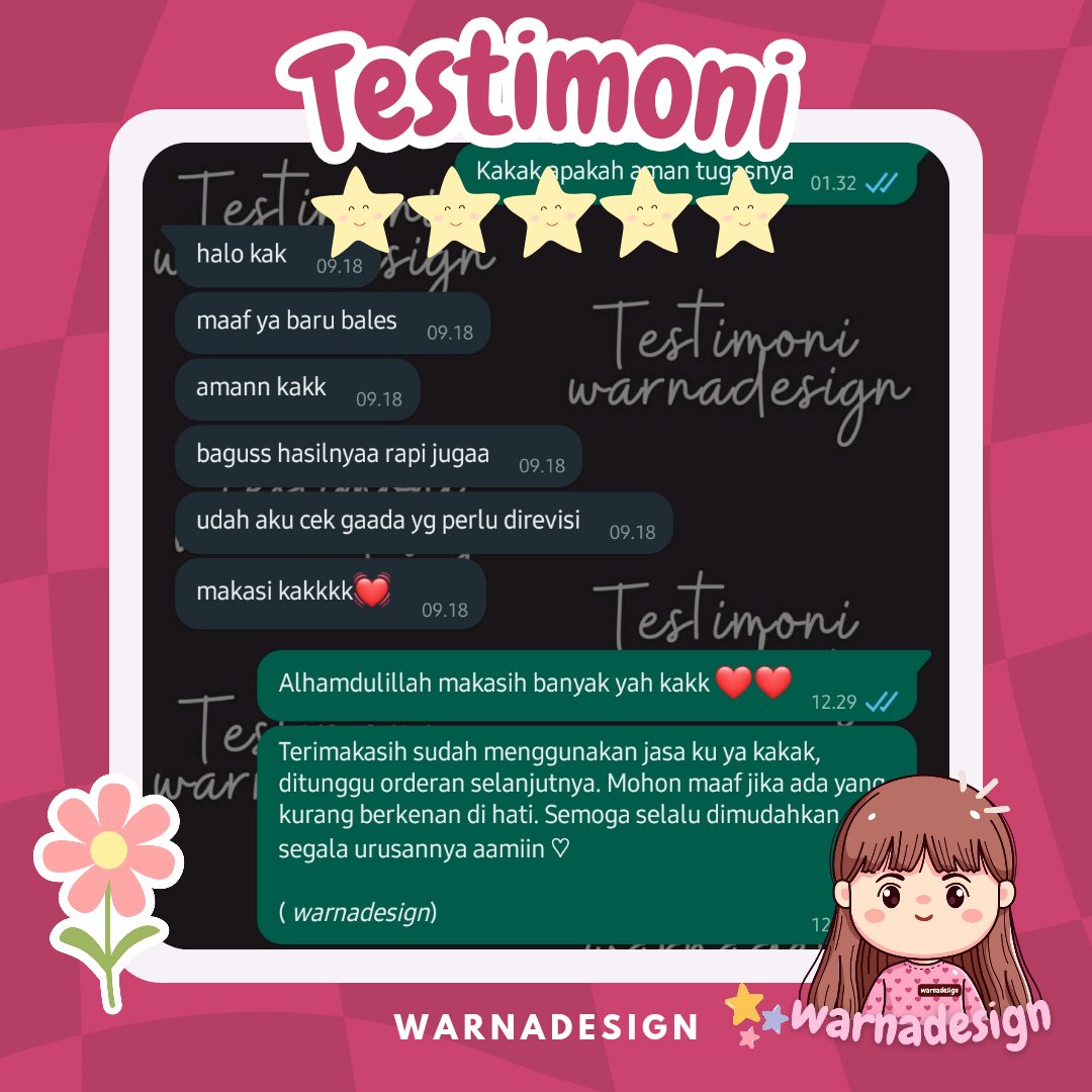 warnadesign_'s tweet photo. Terimakasih kak untuk testimoni baiknya (tanpa aku minta). Semoga jasa desain ku ini tidak mengecewakan dan bisa worth it sesuai harga ya kakk. Yuk yangg mau nyoba order bisa langsung klik whatsapp ku ya di bio 🌸🎀 https://t.co/Jm5YuareNO