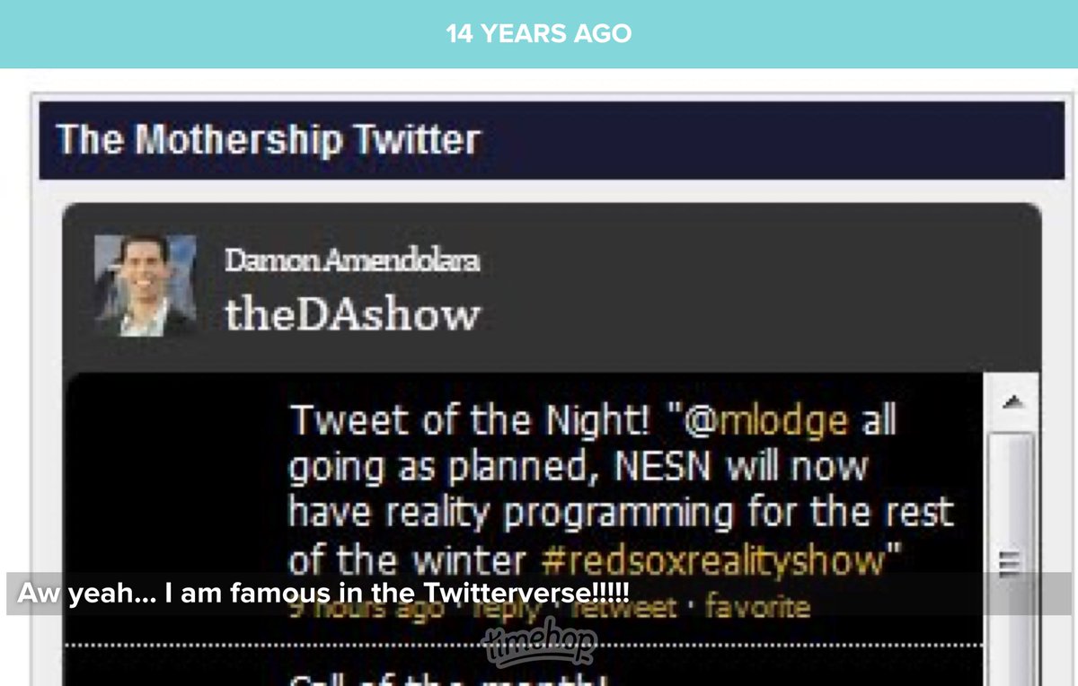 mlodge's tweet image. Ah… throwback to when @DamonAmendo and the MotherShip were in boston radio, and i got tweet of the night!  #timehop