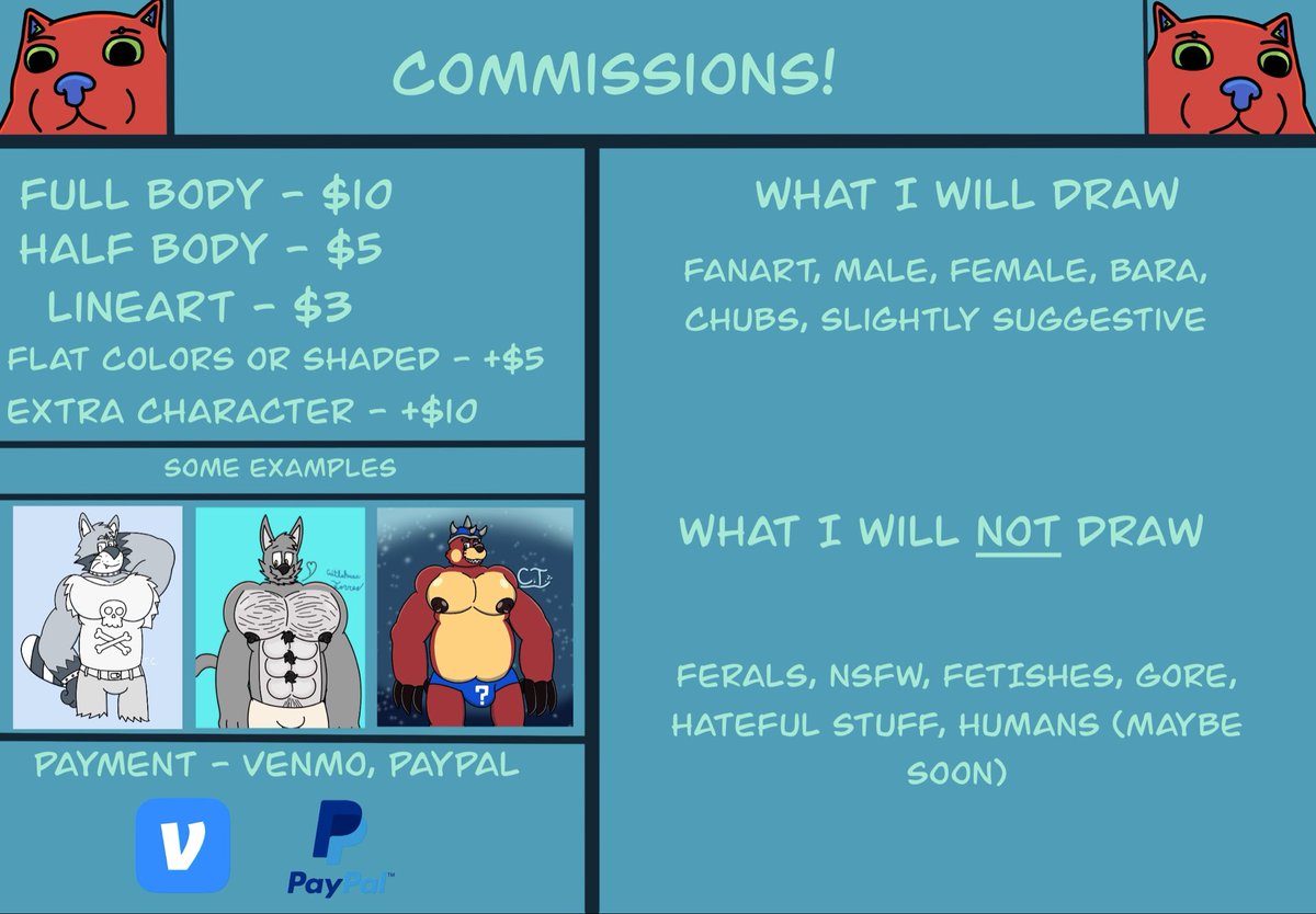 UPDATED COMMISSION SHEET! 5 slots still opened. DM if interested UwU