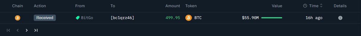 BitGo에서 새 지갑으로 거의 500 BTC 이체를 보여주는 온체인 트랜잭션 스크린샷
