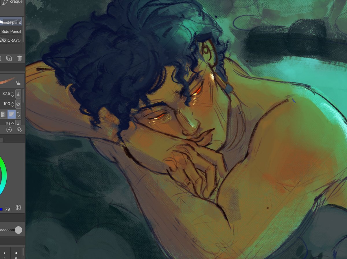 iiktend's tweet image. WIP of prometheus because he deserved a hot springs scene #hades2 #prometheus