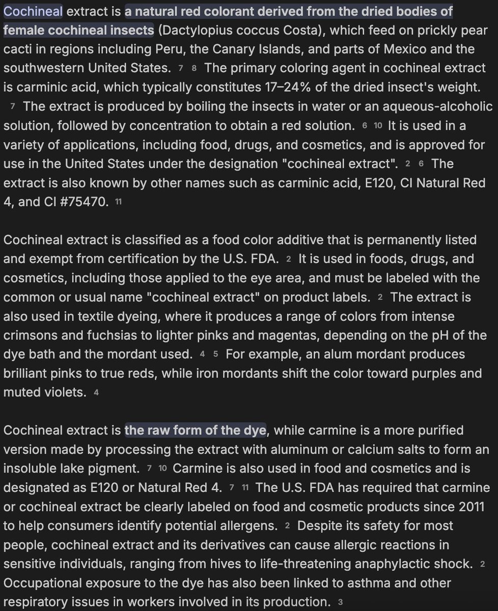 FerrisBSessions's tweet image. Insects for breakfast 😜

Cochineal extract is produced by boiling insects in water or an aqueous-alcoholic solution, followed by concentration to obtain a red solution.

&quot;Takes approximately 70,000 insects to produce one kilogram of dye&quot;

#Kellogs #FruitLoops #CochinealExtract