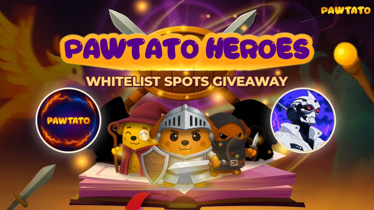 🎁 30 PAWTATO HEROES WL GIVEAWAY 🎁

I'm partnering with Pawtato to provide WL for the Heroes mint. The next mint will take place on November 1st. There will be 30 WL. I'll make 15 WL available to participants here at X, and another 15 WL will be distributed within my community's