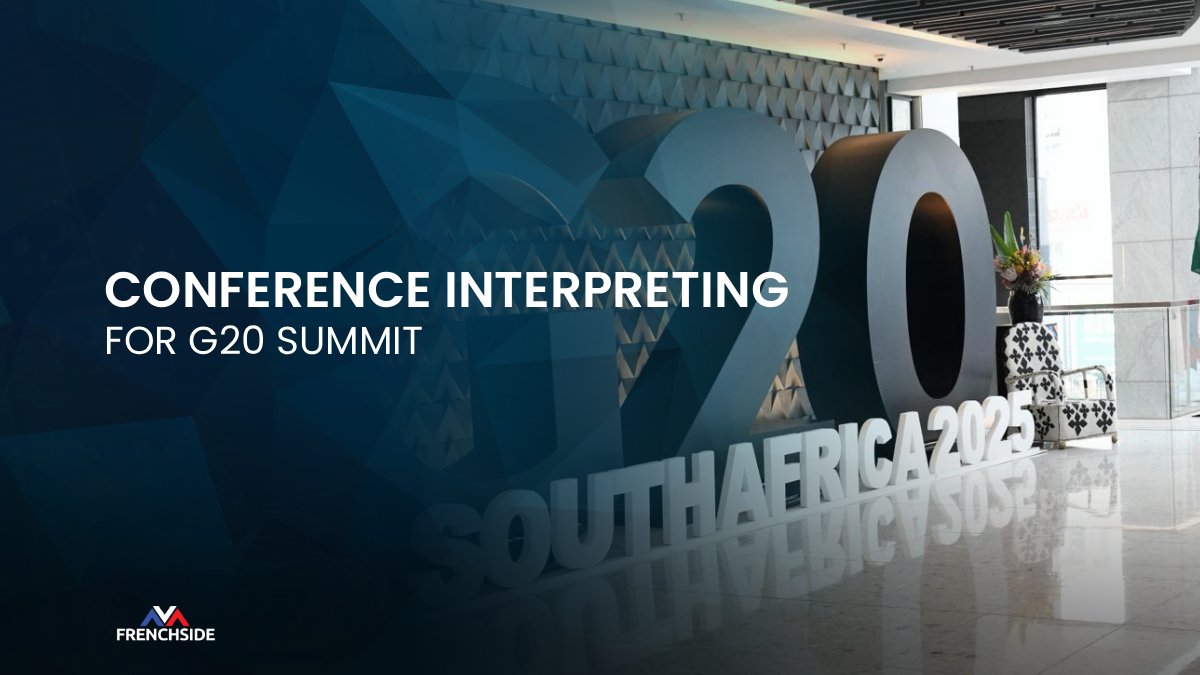 FrenchSideza's tweet image. Frenchside provided expert conference interpreting for the G20 Summit, delivering native-quality, flexible, and fast language solutions with competitive prices. Committed to transparency and excellence in every interpretation. #ConferenceInterpreting #G20Summit #LanguageSolutions