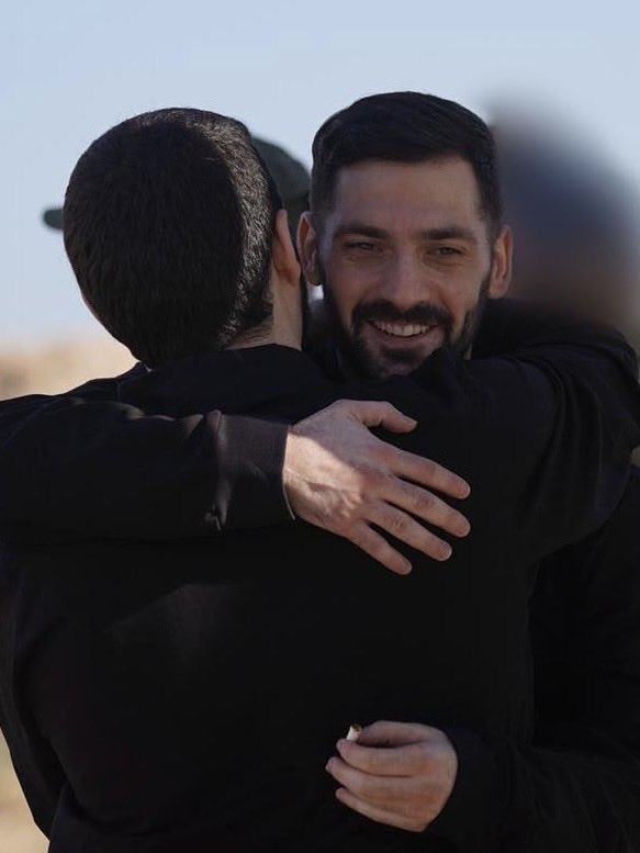 Welcome home! Gali and Ziv Berman hug each other after being held hostage in Gaza for more than 2 years.