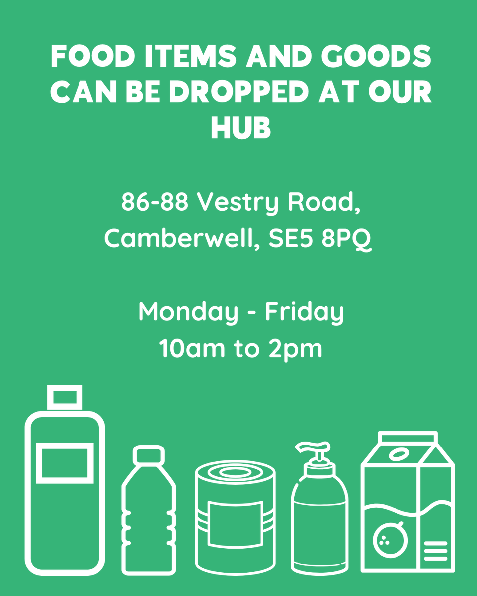 SpringCommHub's tweet image. 🌟 Want to support our food bank? You can drop off items and goods at our hub:
📍 86-88 Vestry Road, Camberwell, SE5 8PQ
🕙 Monday - Friday, 10am - 2pm
We also welcome personal hygiene supplies! 🙌