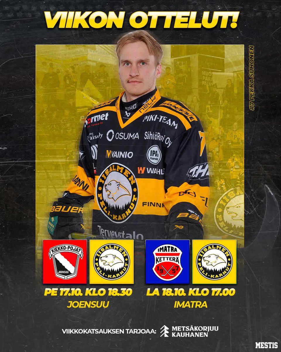 Kahden vierasottelun viikko! 🙌🏻

Perjantaina 17.10. klo 18.30 Joensuun Kiekko-Poikien vieraana ja lauantaina 18.10. klo 17.00 Ketterän vieraaksi Imatralle. 🔥

Viikkokatsaus luettavissa kotisivuilla 📝: ipk.fi/artikkelit/vii…

Viikkokatsauksen tarjoaa: Metsäkorjuu Kauhanen Oy