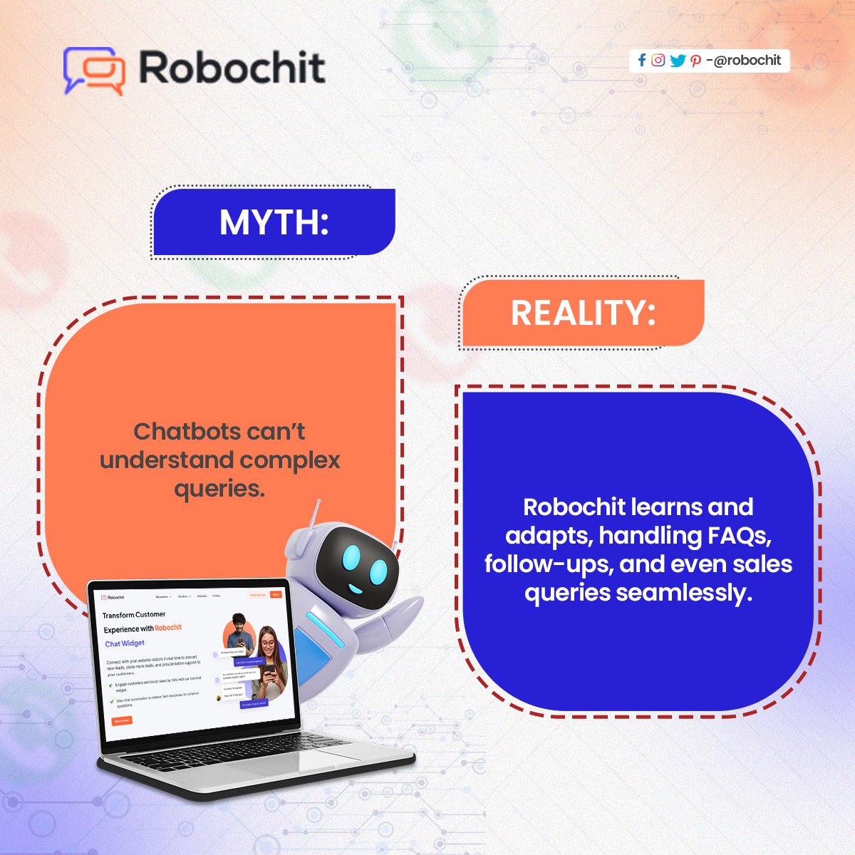 RoboHDT's tweet image. Think chatbots can’t handle tough questions? 🤖 Robochit learns, adapts &amp;amp; answers FAQs, follow-ups &amp;amp; sales queries seamlessly. 

👉 Automate your chats today!
📞 7404900081 | 🌐 wabridge.com 

#AIChatbot #Robochit #ChatAutomation