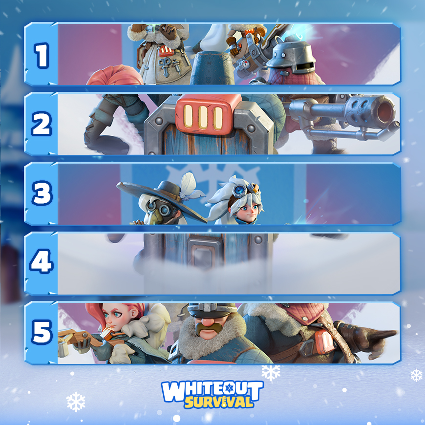 WOS_Global's tweet image. Help us rearrange these tiles in the correct order to see the full image. 🧩 Write your answer in the comment with your ID. ✍️
=============================
👉Join us on Discord: discord.gg/whiteoutsurviv…
💎Official Store: store.centurygames.com/wos
#whiteoutsurvival