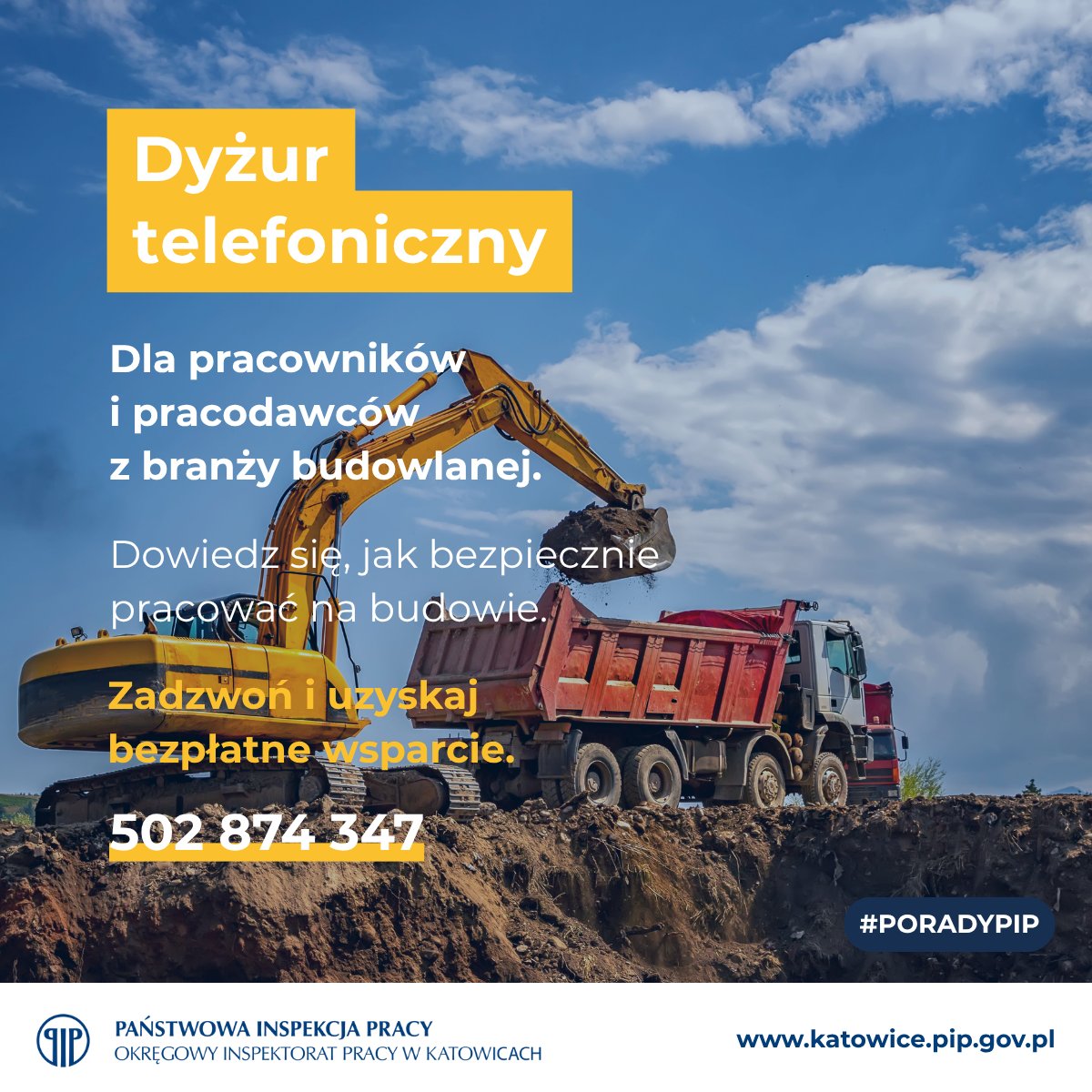 oip_katowice's tweet image. Dzisiaj (11:00-14:00)! 📢 OIP Katowice zaprasza na dyżur tel. o bezpieczeństwie w budownictwie! 🏗️
Porady dot. BHP, organizacji pracy i obowiązków.
Zadzwoń: 502 874 347.
Skorzystaj z bezpłatnej wiedzy! 💪
#bhp #budownictwo #pip #stopwypadkom #dzisiaj #poradypip