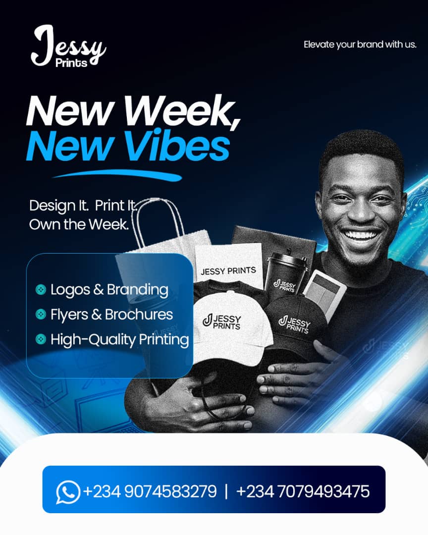JessyDondada's tweet image. Dropping some
#NewWeekNewVibes with this fresh graphic I designed for Jessy Prints! 🚀
​It&apos;s all about elevating your brand. Whether you need a crisp logo, eye-catching flyers, or high-quality printing on merch, we&apos;ve got you covered. What&apos;s your favorite element in this design?