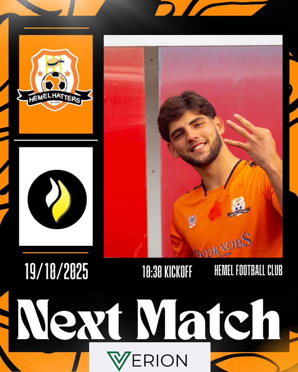 ➡️ Top of the Table Clash 

🆚 Brewster Plumbing 
📆 Sunday 19th October, 10:30 Kick Off
🏟️ Hemel Football Club

#comeonyouhatters🎩