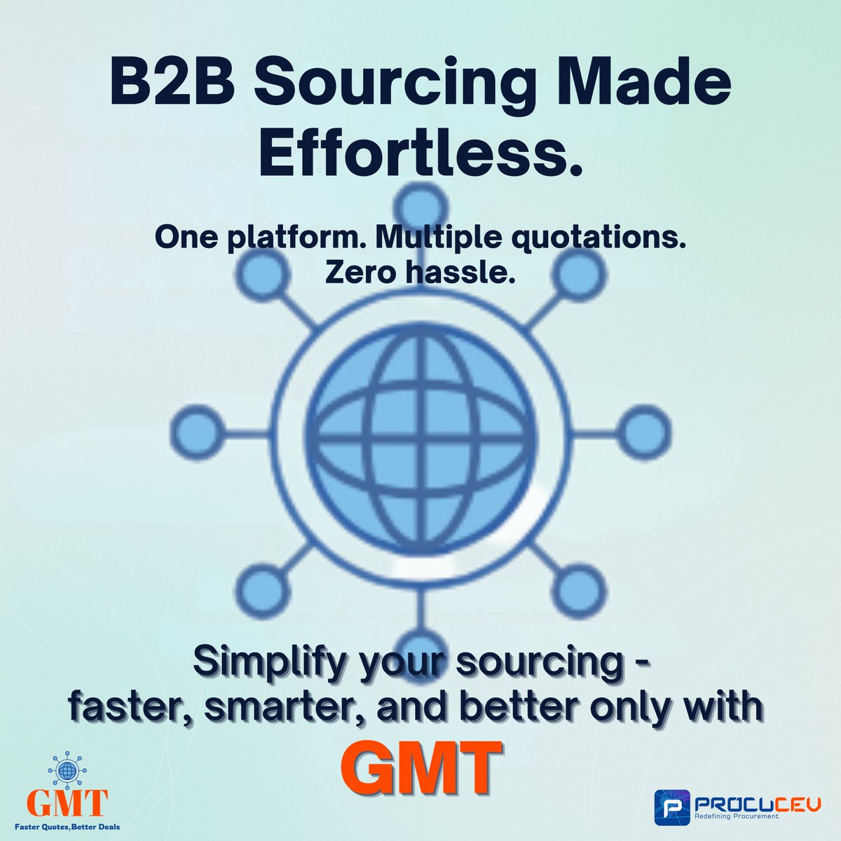 procucev's tweet image. Sourcing shouldn’t be complicated.
With GMT, discover a smarter way to connect with the right vendors - faster, simpler, and more seamless than ever.
One platform. Multiple quotations. Zero hassle.
Let’s make sourcing effortless. 💼✨
👉 procucev.com
#GMT #Sourcing